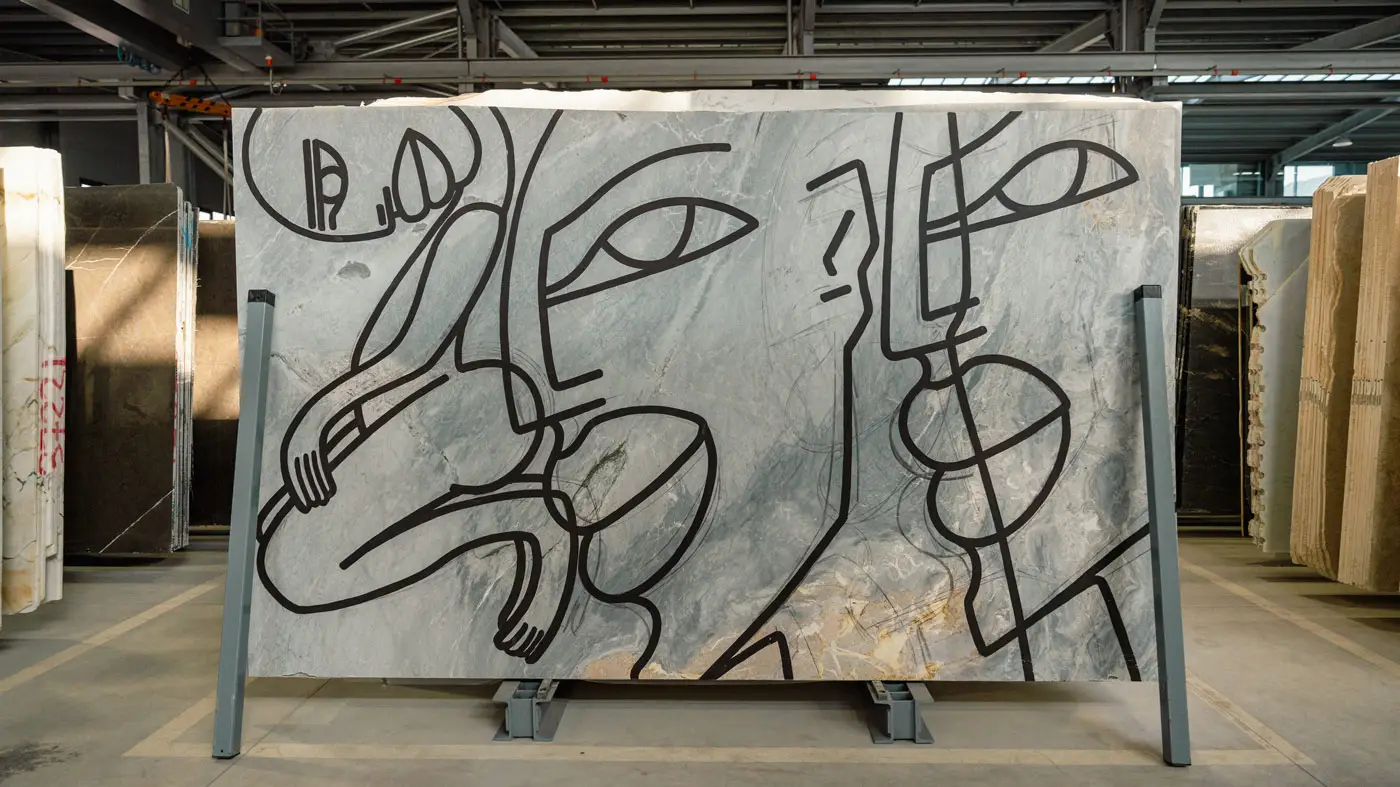 TEPAS artwork in Carrara Italy at Henraux Factory